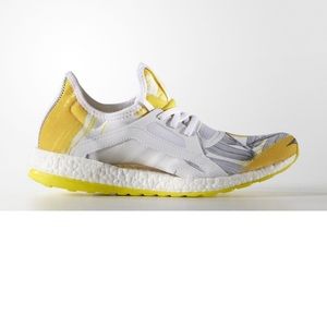 Adidas White & Yellow Pure Boost Running Shoes